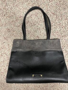 Simply Noelle leather Black/Gray Tote Bag with detachable zip purse